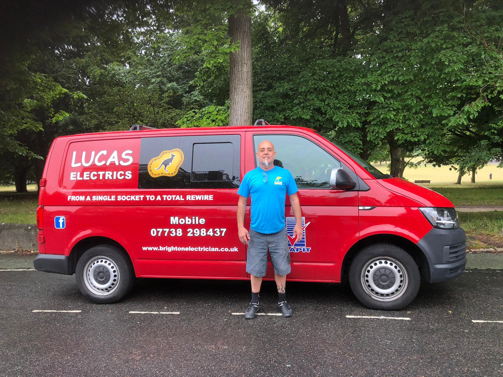 Mathew Carver of Lucas Electrics with his branded van