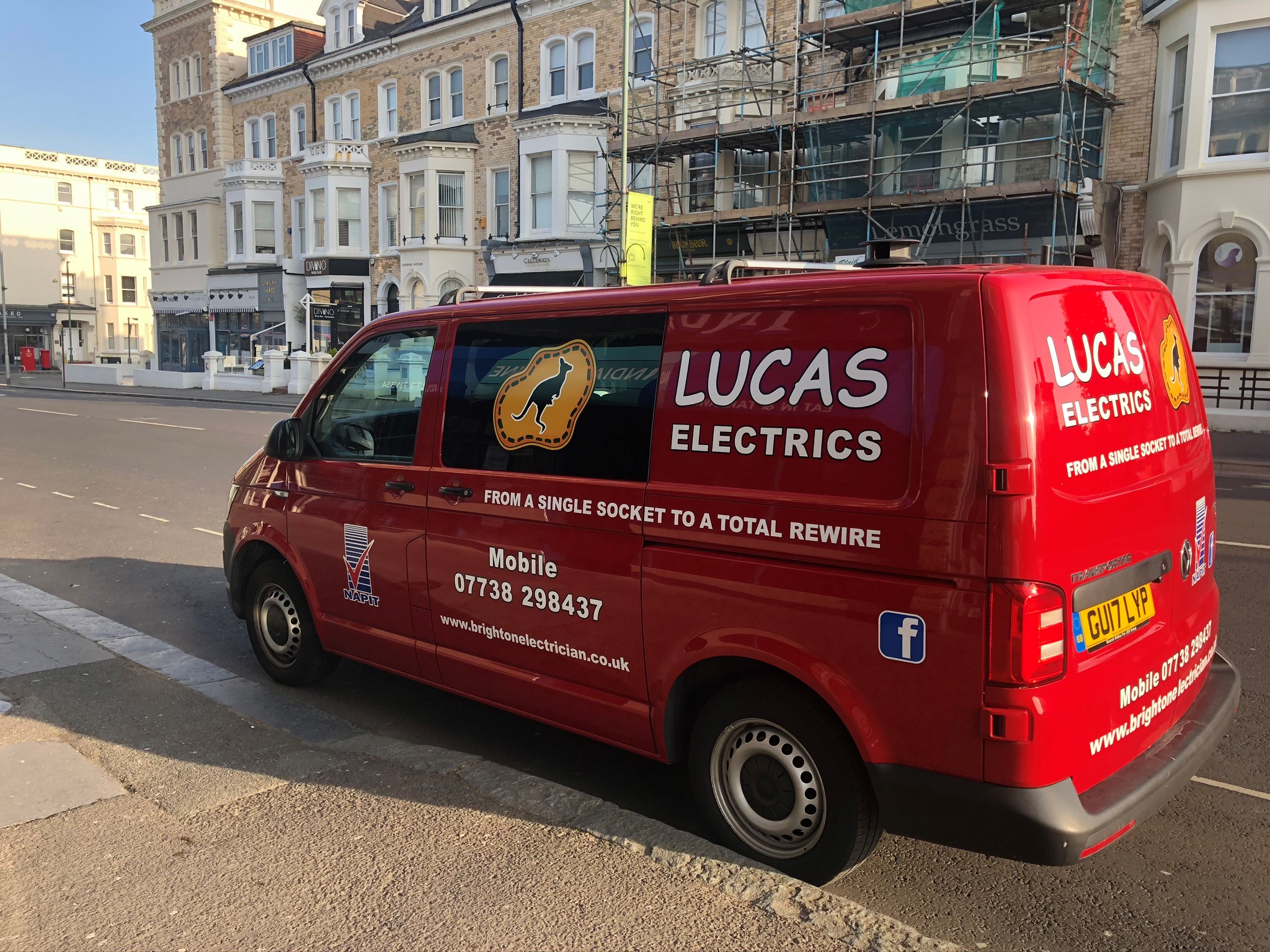 Lucas Electrics branded van on the streets of Brighton